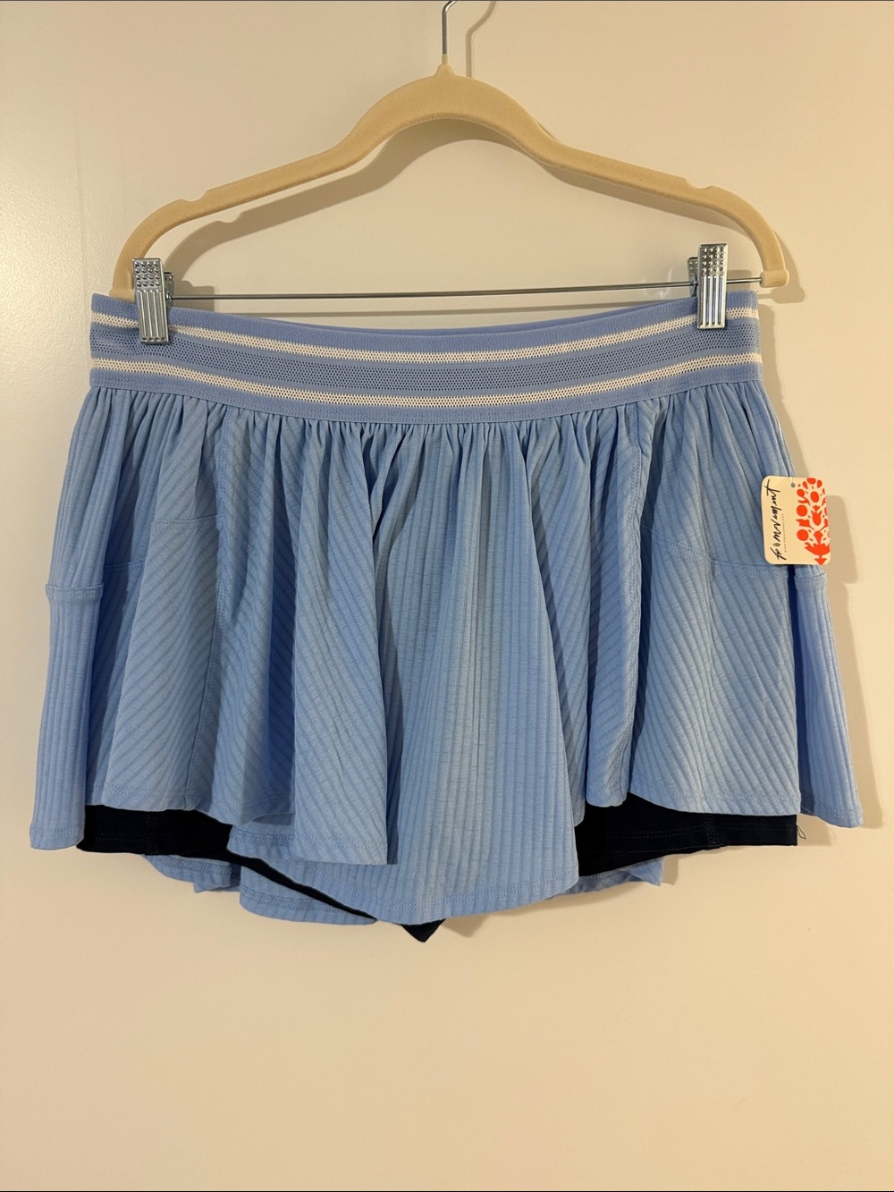 Light Blue Athletic Skort with Elastic Waistband
